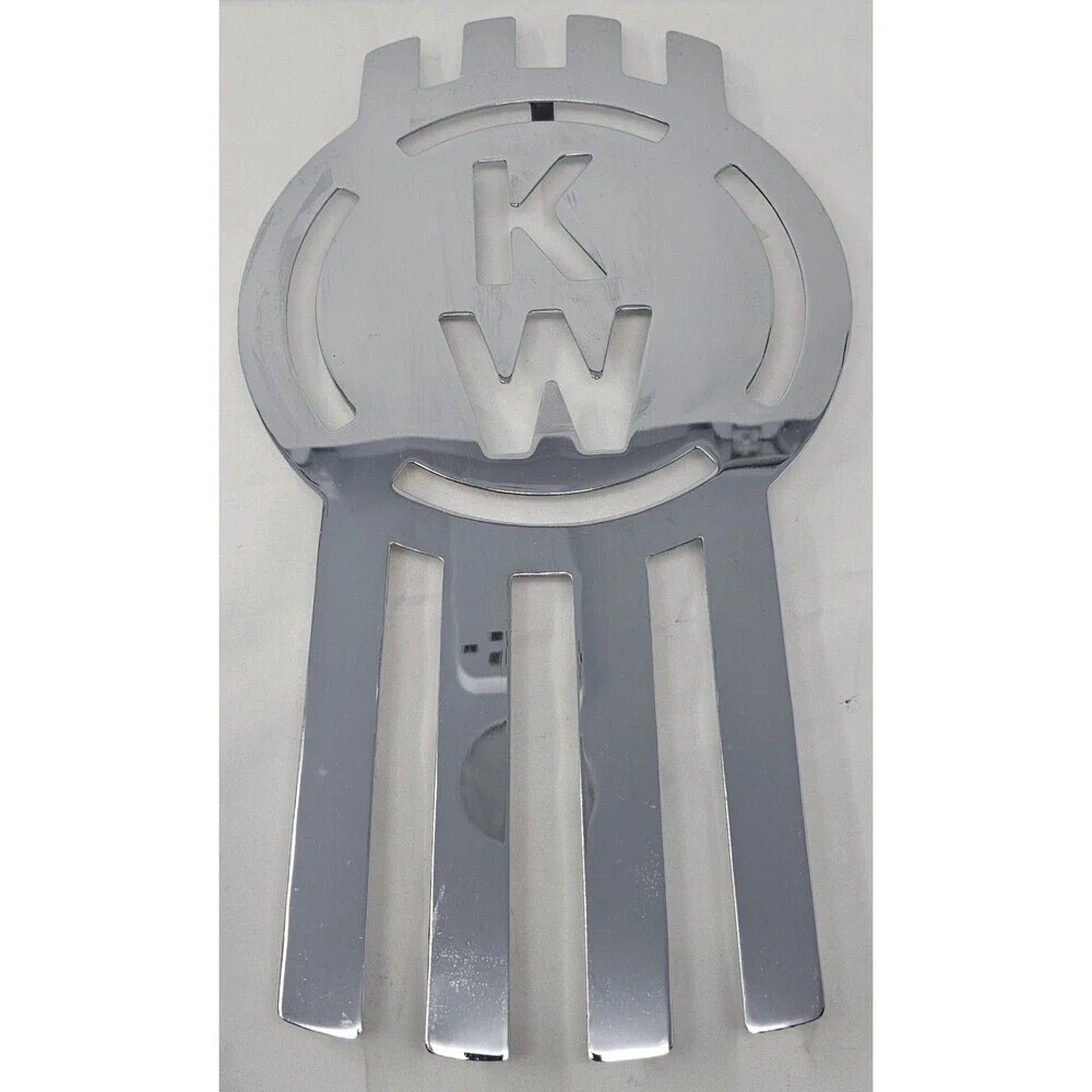 Vtg Kenworth Silver Metal Grille Emblem Tractor Trailer Semi Truck Badge 18.5